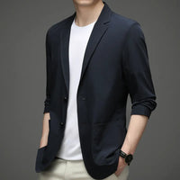 Ultra-Thin Breathable Elastic Blazer - Navy Blue / S - HIS.BOUTIQUE