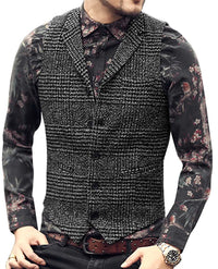 Woolen Slim Notch Vest - Black / S - HIS.BOUTIQUE
