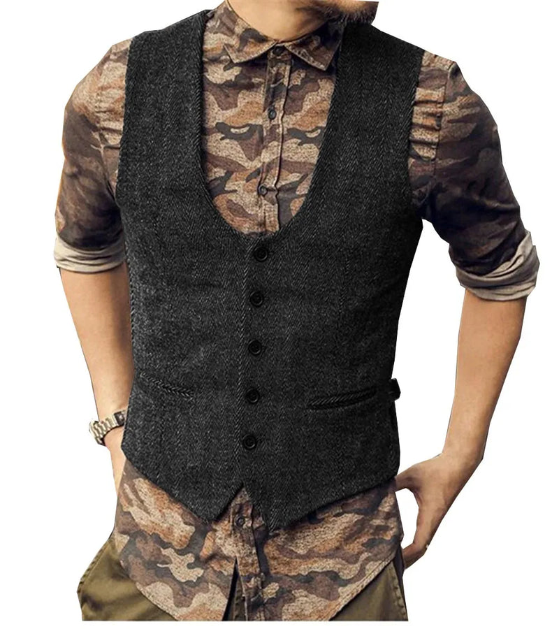 Beckham Tweed  Vest - black / M - HIS.BOUTIQUE