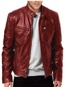Road Biker Leather Jacket - Red / S - HIS.BOUTIQUE