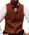 Lapel V Neck Wool Vest - Orange / S - HIS.BOUTIQUE