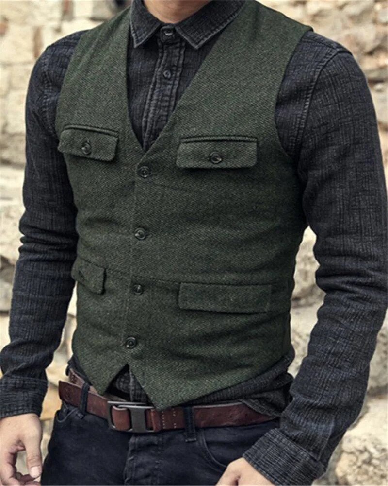Scoot Tweed Vest - army green / XS - HIS.BOUTIQUE
