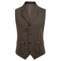 Tweed Lapel Casual - Brown / XS - HIS.BOUTIQUE