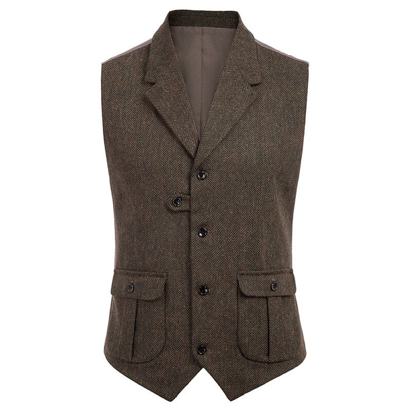 Tweed Lapel Casual - Brown / XS - HIS.BOUTIQUE