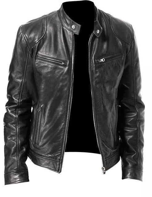 Road Biker Leather Jacket - Black / S - HIS.BOUTIQUE