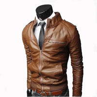 Designer Stand Collar Jacket - Brown / S - HIS.BOUTIQUE
