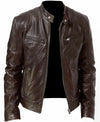 Road Biker Leather Jacket - Dark Brown / S - HIS.BOUTIQUE