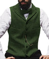 Lapel V Neck Wool Vest - Green / S - HIS.BOUTIQUE