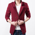 Epaulet Wool Blend Jacket - S / Wine Red - HIS.BOUTIQUE