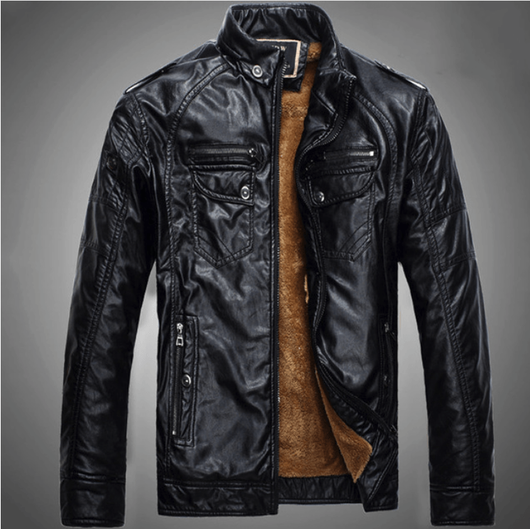 Excelled Synthetic Leather Jacket - Black / S - HIS.BOUTIQUE