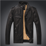 Excelled Synthetic Leather Jacket - Dark Coffee / S - HIS.BOUTIQUE