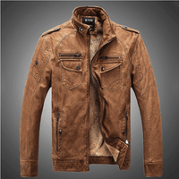 Excelled Synthetic Leather Jacket - Brown / S - HIS.BOUTIQUE