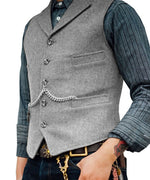 Men's Tweed Vest - Silver / S - HIS.BOUTIQUE