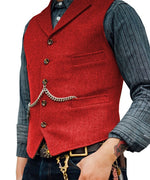 Men's Tweed Vest - Red / S - HIS.BOUTIQUE