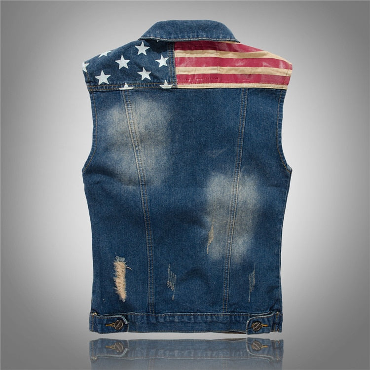 America Flag Blue Vest -  - HIS.BOUTIQUE