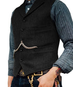 Men's Tweed Vest - Black / S - HIS.BOUTIQUE