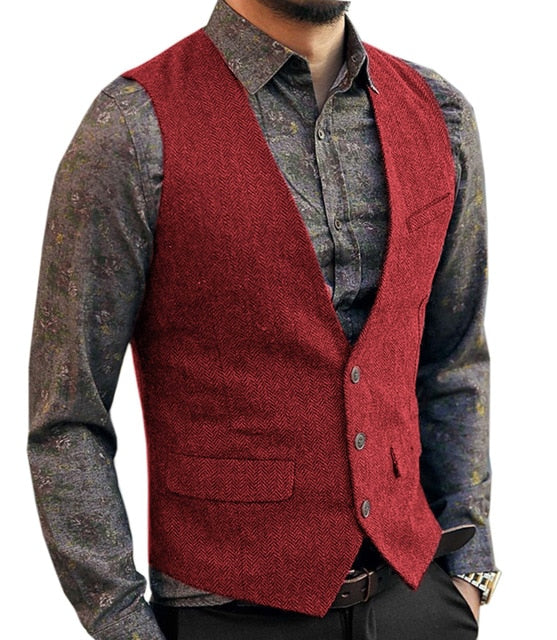 Debonair Wool Waistcoat - Red / S - HIS.BOUTIQUE