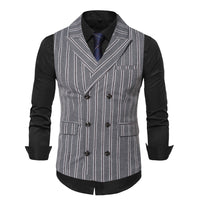 Vintage Striped Double Breasted Vest - Gray / XS - HIS.BOUTIQUE