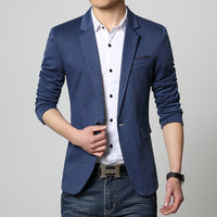 Boutique Style Single Button Blazer - Blue / S - HIS.BOUTIQUE