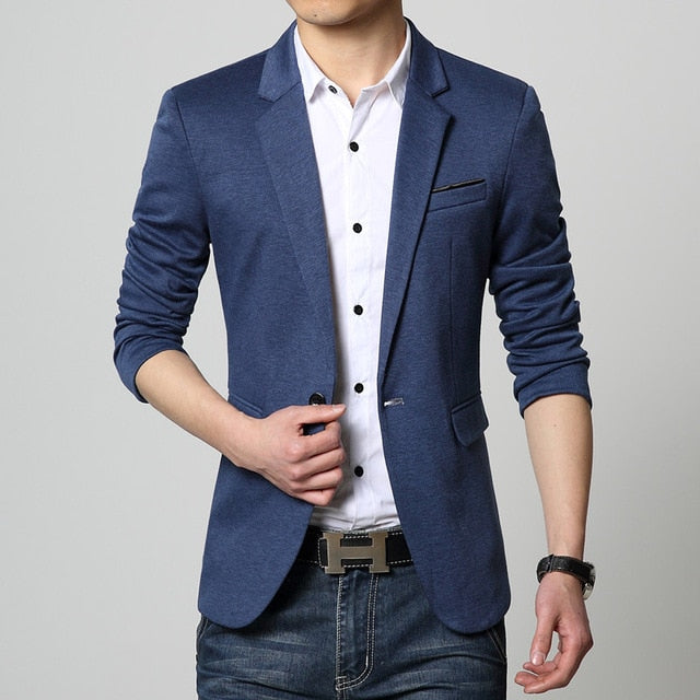 Boutique Style Single Button Blazer - Blue / S - HIS.BOUTIQUE
