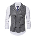 Vintage Striped Double Breasted Vest - Black / XS - HIS.BOUTIQUE
