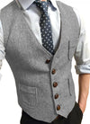 Tweed V-Neck  Vest - Silver / XS - HIS.BOUTIQUE