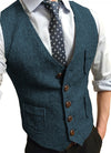 Tweed V-Neck  Vest - light blue / XS - HIS.BOUTIQUE
