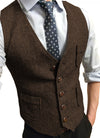 Tweed V-Neck  Vest - Coffee / XS - HIS.BOUTIQUE