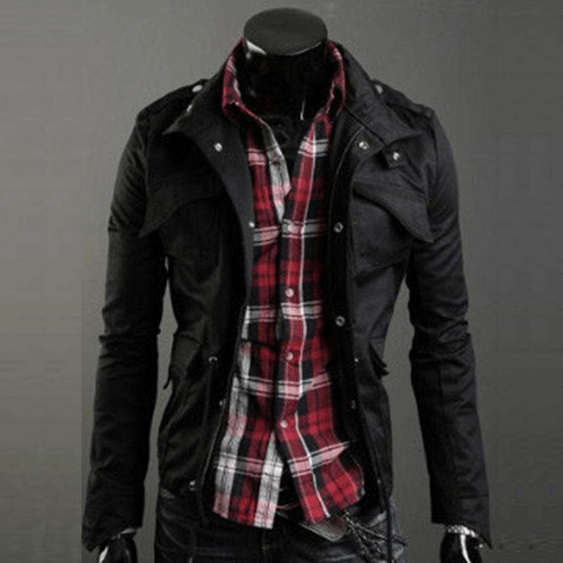 Military Style Jacket - Black / XS - HIS.BOUTIQUE