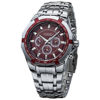 Curren Steel Watch - silver red - HIS.BOUTIQUE