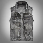 Washed Cowboy Denim Vest - Grey / XL - HIS.BOUTIQUE