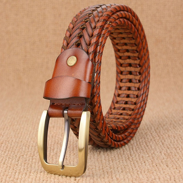Woven Knitted Belt - light brown / 100cm - HIS.BOUTIQUE