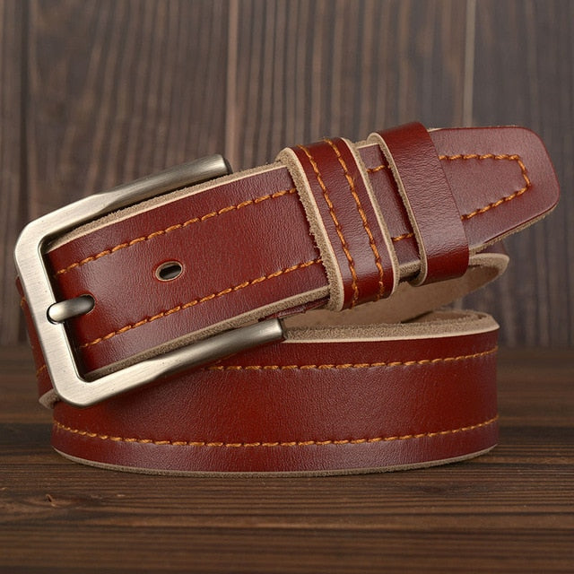 MEDYLA Leather Pin Buckle Belt - Brown / 105CM - HIS.BOUTIQUE