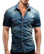 Double Pocket Denim Shirt - dark blue / S - HIS.BOUTIQUE