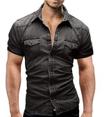 Double Pocket Denim Shirt - black / L - HIS.BOUTIQUE