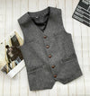 Herringbone Pattern Vest - Gray / XL - HIS.BOUTIQUE
