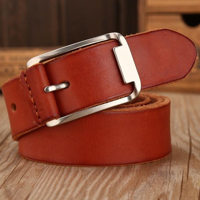 Leather Strap Solid Belt - brown / 105cm - HIS.BOUTIQUE
