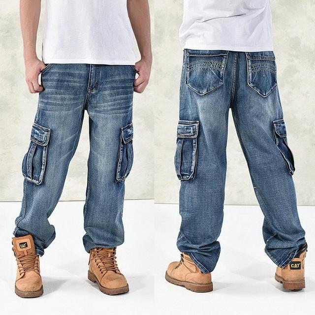 Loose Big Pockets Jeans - Blue / 30 - HIS.BOUTIQUE
