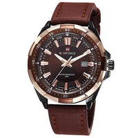 NAVIFORCE Leather Sports Watch - Black Gold - HIS.BOUTIQUE