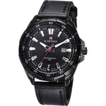 NAVIFORCE Leather Sports Watch - Black - HIS.BOUTIQUE