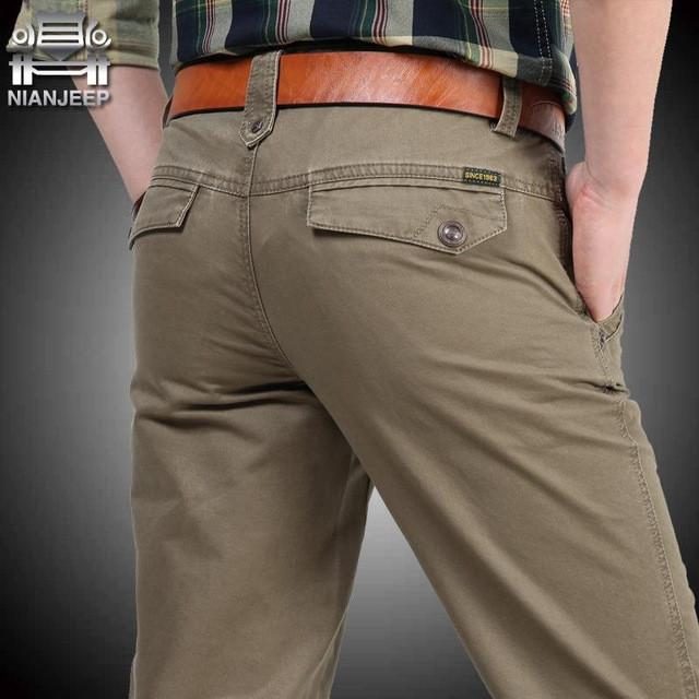 Men's Cotton Casual Pants - Khaki / 30 - HIS.BOUTIQUE