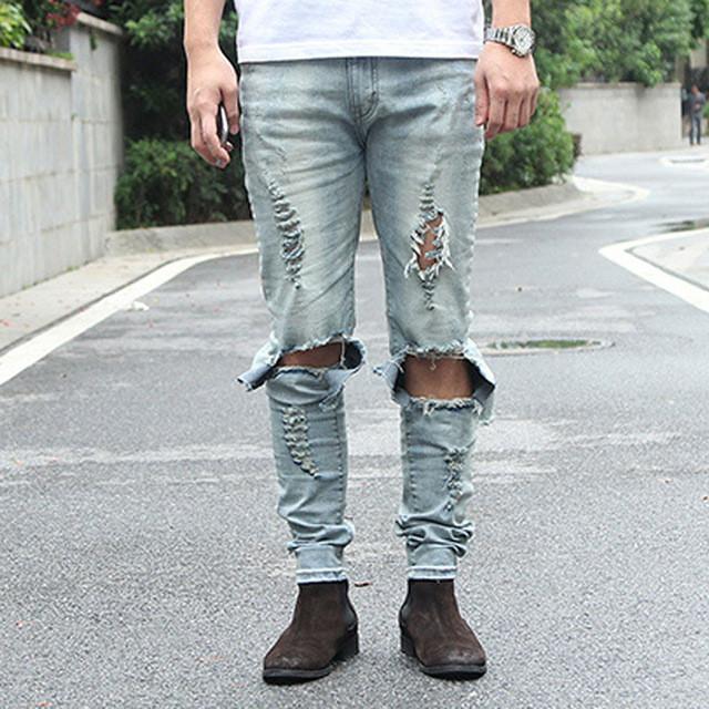 Destroyed Skinny Jeans - Blue / 28 - HIS.BOUTIQUE