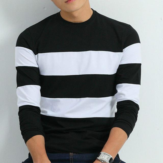 Striped Long Sleeve T Shirt - Black / XS - HIS.BOUTIQUE