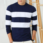 Striped Long Sleeve T Shirt - Blue / XS - HIS.BOUTIQUE