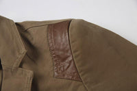 Leather Patchwork Cotton Blazer -  - HIS.BOUTIQUE