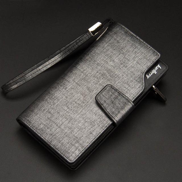 Leather Card Holder Wallet - Gray - HIS.BOUTIQUE