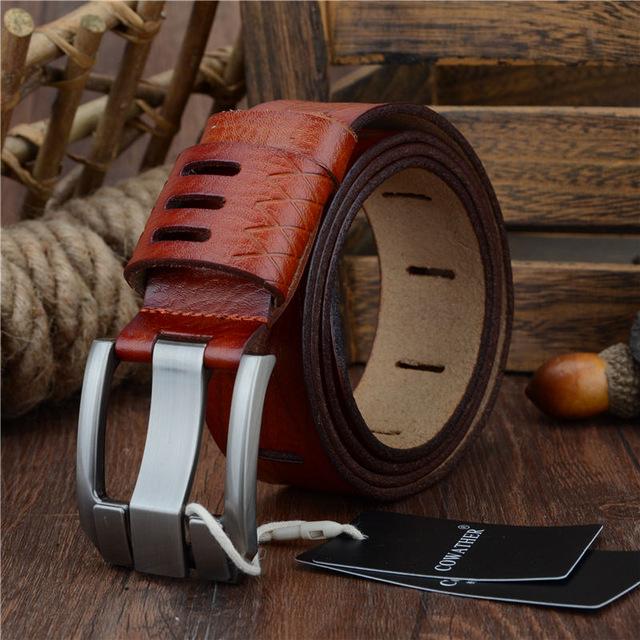 COWATHER Leather Belt - red / 110cm - HIS.BOUTIQUE
