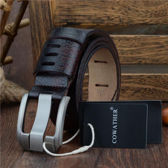 COWATHER Leather Belt - Coffee / 110cm - HIS.BOUTIQUE