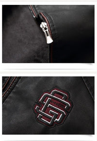 Geometric Faux Leather Jacket -  - HIS.BOUTIQUE