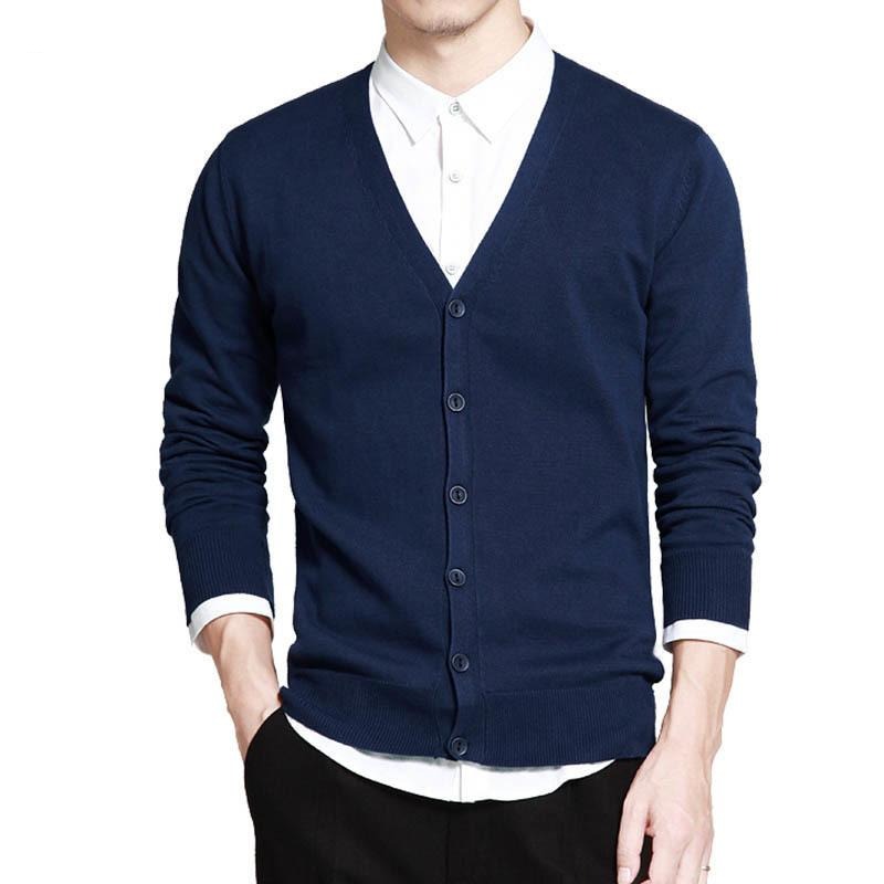 V-Neck Solid Button Cardigan - Blue / XS - HIS.BOUTIQUE